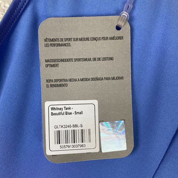NWT Gymshark x Whitney Simmons Beautiful Blue Crop Tank Women's Size Small - Picture 6 of 11